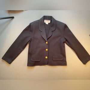 Castleberry Vintage Knit Black Jacket with Gold Tone Buttons, Size 14‎